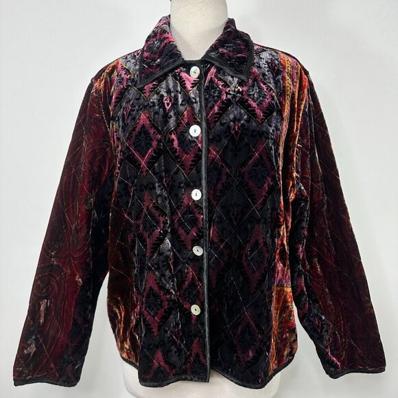 Coldwater Creek Jackets & Blazers - COLDWATER CREEK Velvet Blazer Floral Button Dark Romantic Holiday Boho PXL